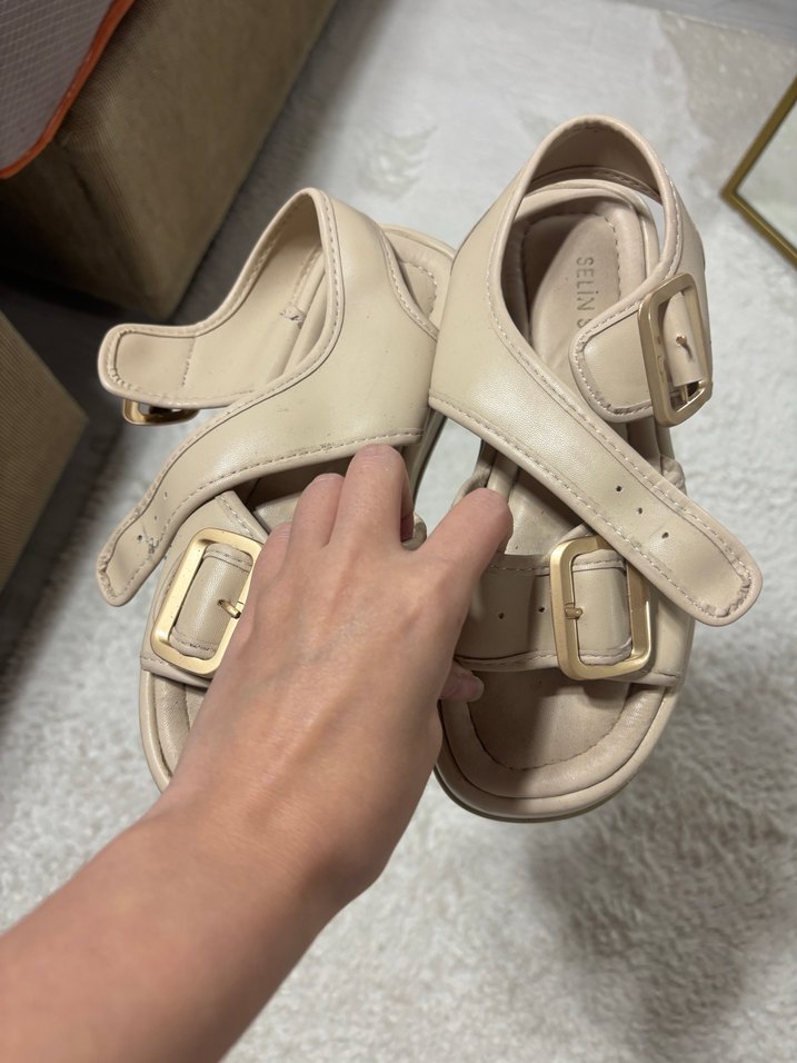 Bej Kadın Dolgulu Topuklu Tokalı Sandalet - Görsel 2