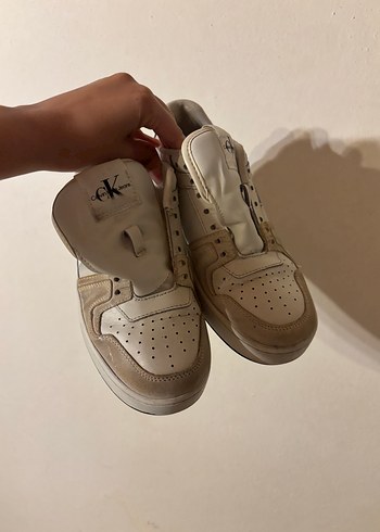 Calvin Klein Beyaz Gri Platform Topuklu Kadın Spor Ayakkabı