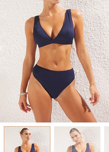 Lacivert Mini Bikini - Strappy Atletik Tasarım