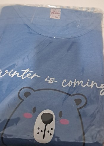 Mavi Baskılı Uzun Kollu Kadın Pijama Takımı - Görsel 2