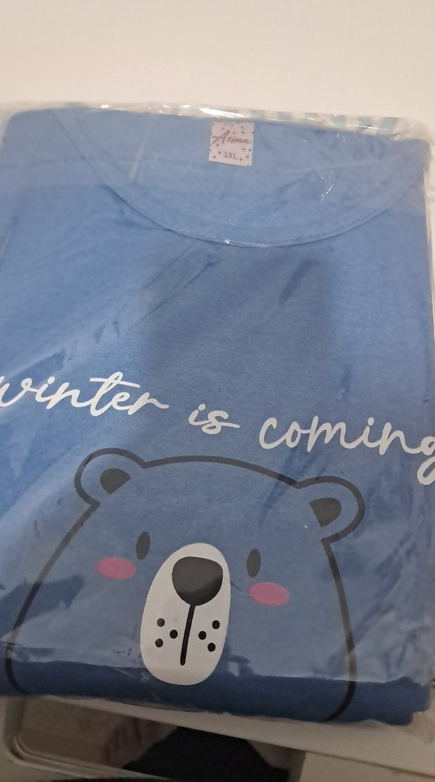 Mavi Baskılı Uzun Kollu Kadın Pijama Takımı - Görsel 2