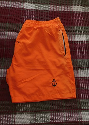 Turuncu Renkli Rahat Kesim Erkek Deniz Şortu - Görsel 3