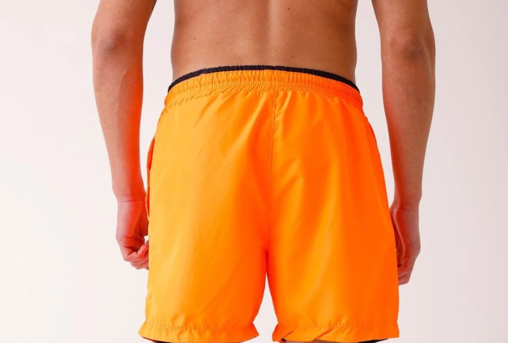 Turuncu Renkli Rahat Kesim Erkek Deniz Şortu - Görsel 2