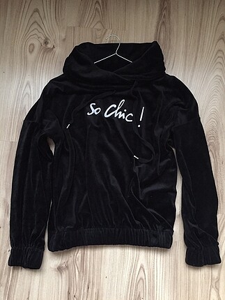 Siyah Kadife Sweatshirt