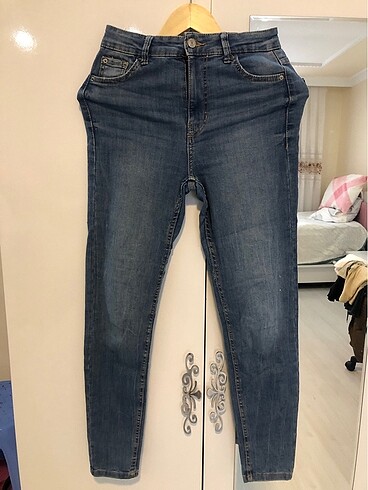 Yüksek bel kot açık mavi skinny