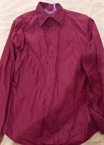 Bordo Uzun Kollu Düğmeli Erkek Gömlek - Görsel 2