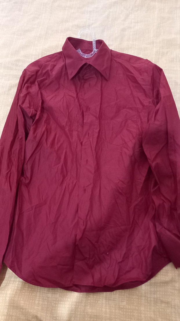 Bordo Uzun Kollu Düğmeli Erkek Gömlek - Görsel 2