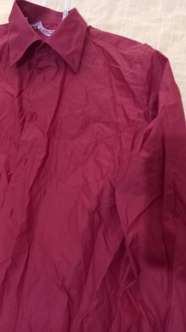 Bordo Uzun Kollu Düğmeli Erkek Gömlek - Görsel 3