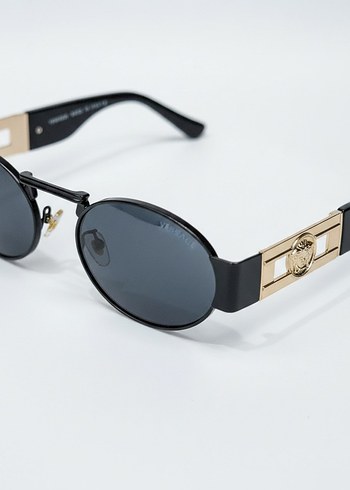 Zincir Detaylı Parlak Altın Kadın Güneş Gözlüğü - Görsel 2