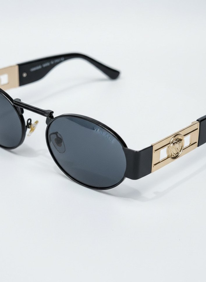 Zincir Detaylı Parlak Altın Kadın Güneş Gözlüğü - Görsel 2