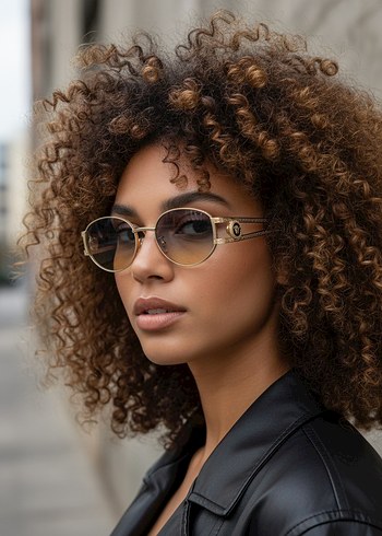 Parlak Altın Modern Klasik Kadın Güneş Gözlüğü - Görsel 4