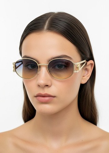 Parlak Altın Modern Klasik Kadın Güneş Gözlüğü - Görsel 7
