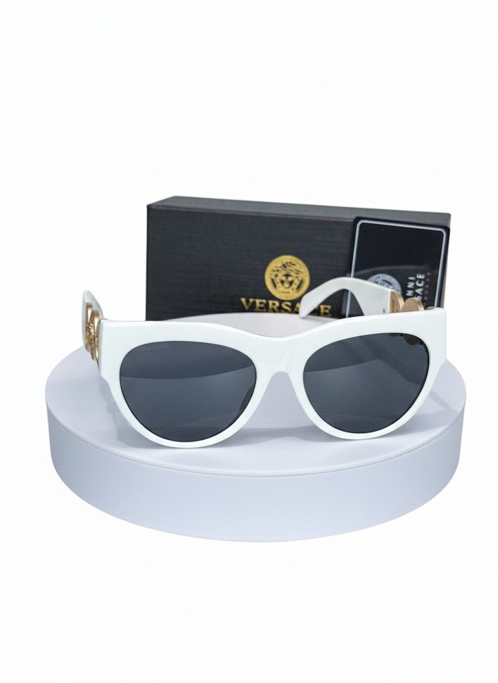 Zincir Detaylı Beyaz Modern Klasik Kadın Güneş Gözlüğü - Görsel 2