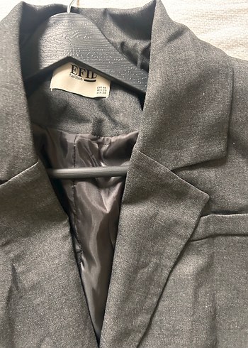 Düğmeli Gri Mini Etek - Crop Çeket takım - Görsel 5