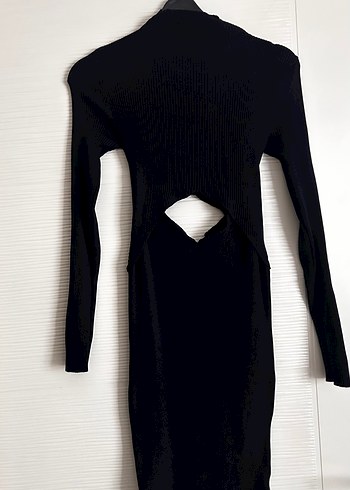 Lacivert Kadın Bel dekolteli Boğazlı Triko Elbise - Görsel 4