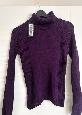Mor Balıkçı Yaka Kadın Triko Kazak - Görsel 3
