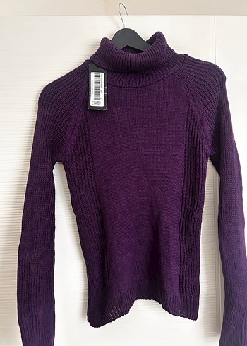 Mor Balıkçı Yaka Kadın Triko Kazak - Görsel 2