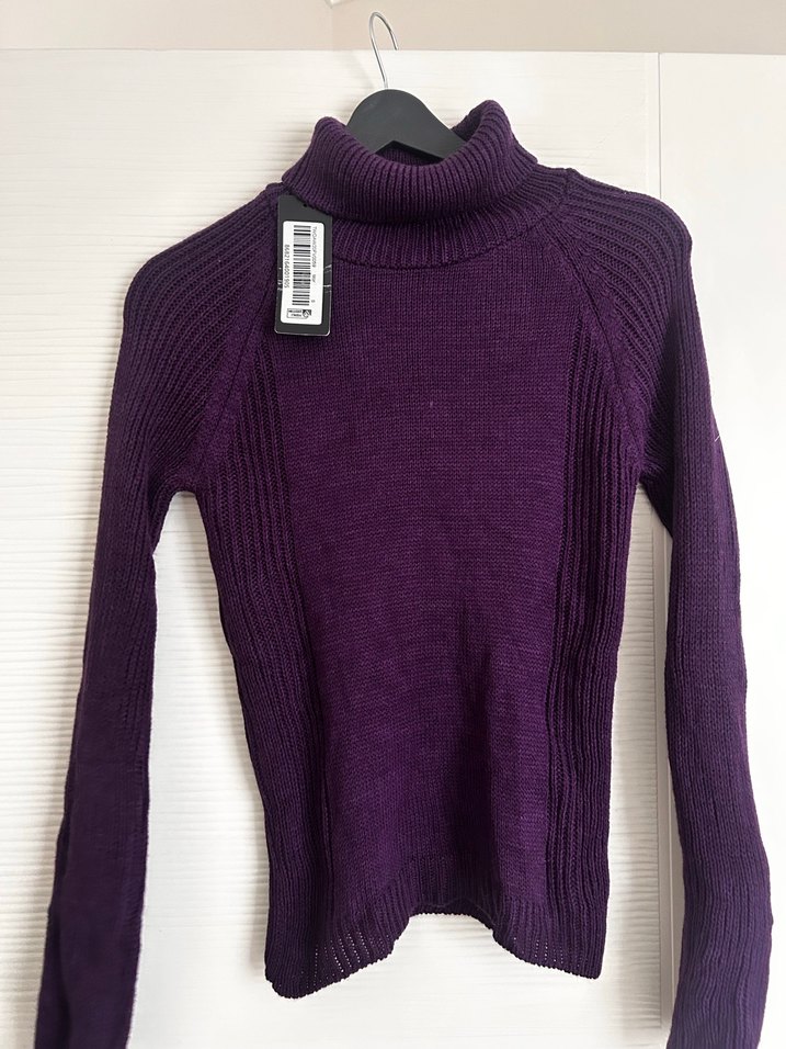 Mor Balıkçı Yaka Kadın Triko Kazak - Görsel 3