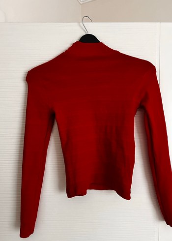 Kırmızı Yarım Yaka Uzun Kollu Mini Kazak - Görsel 2