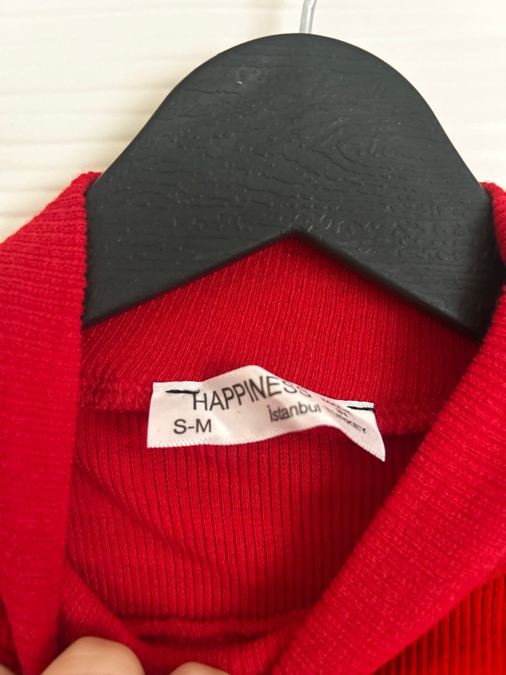 Kırmızı Yarım Yaka Uzun Kollu Mini Kazak - Görsel 3