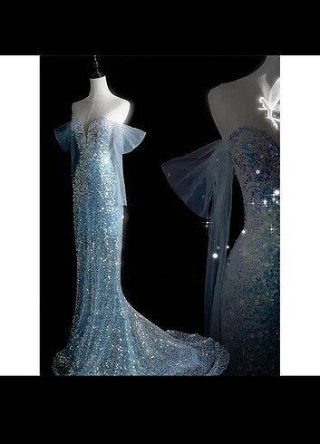 Abiye kuyruklu pullu elbise Elsa Frozen - Görsel 3