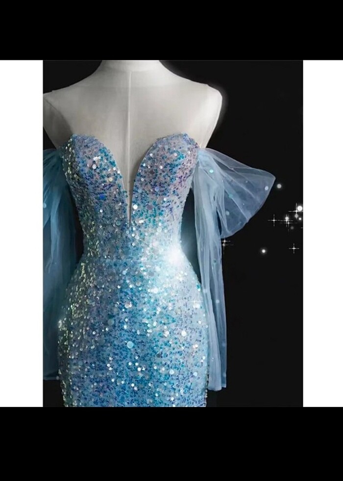 Abiye kuyruklu pullu elbise Elsa Frozen - Görsel 2