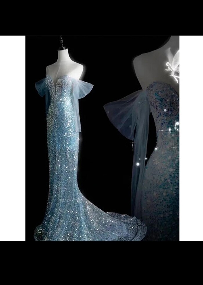 Abiye kuyruklu pullu elbise Elsa Frozen - Görsel 3