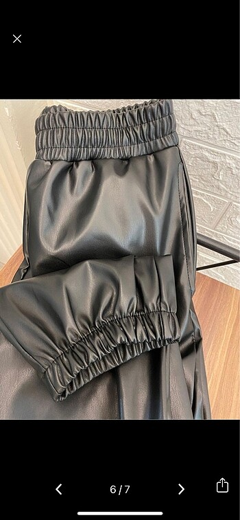 Bel paça lastikli içi polarlı deri pantolon - Görsel 8