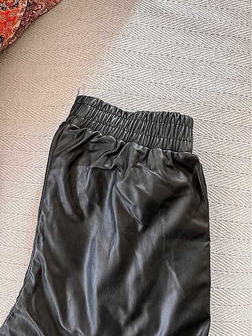 Bel paça lastikli içi polarlı deri pantolon - Görsel 6