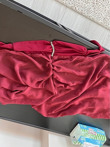 Taşlı büzgülü abiye şifon şal - Görsel 5