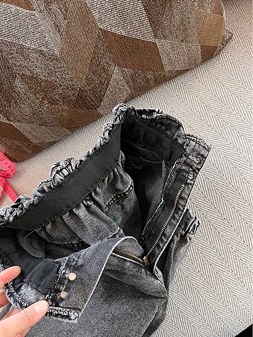 Füme beli bileği lastikli kot pantolon - Görsel 5