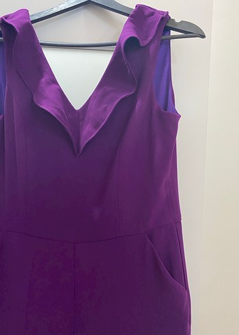 Mor Drapeli Kadın Uzun Tulum - Görsel 2