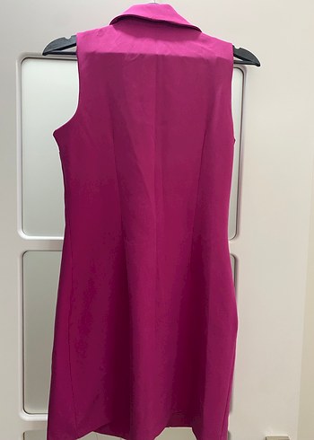 Pembe Düğmeli Kadın Elbise Mini - Görsel 3