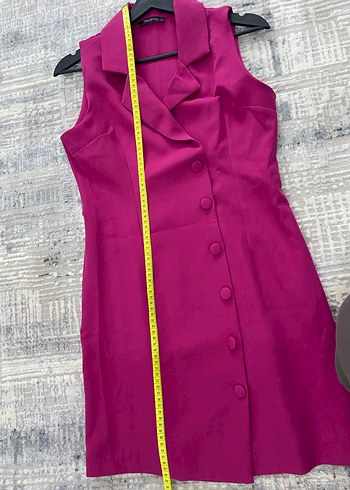 Pembe Düğmeli Kadın Elbise Mini - Görsel 4