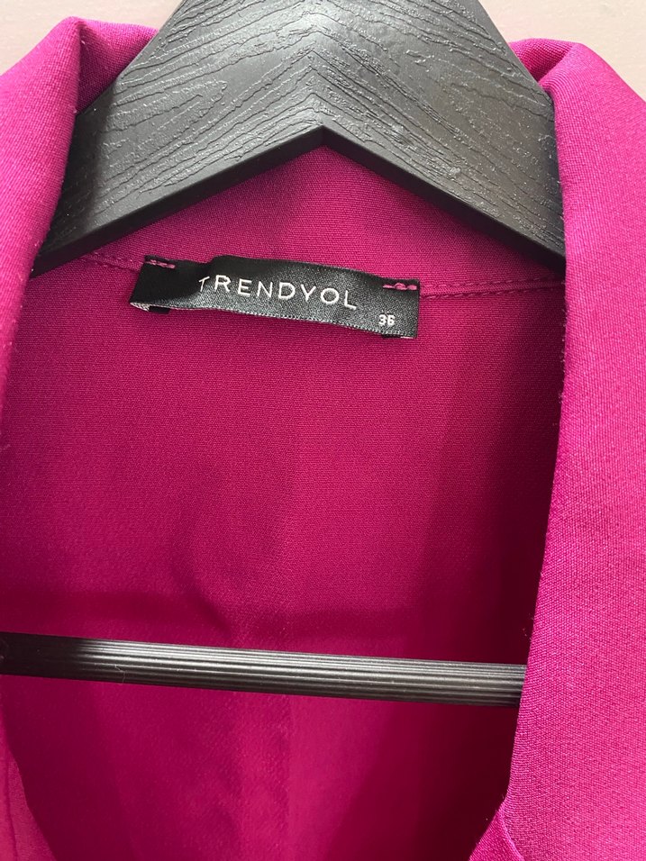 Pembe Düğmeli Kadın Elbise Mini - Görsel 2