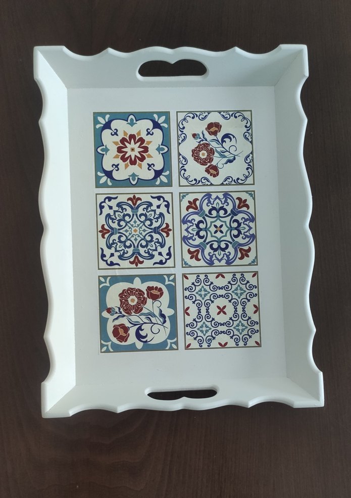 Ahşap boyama Tepsi - Görsel 5