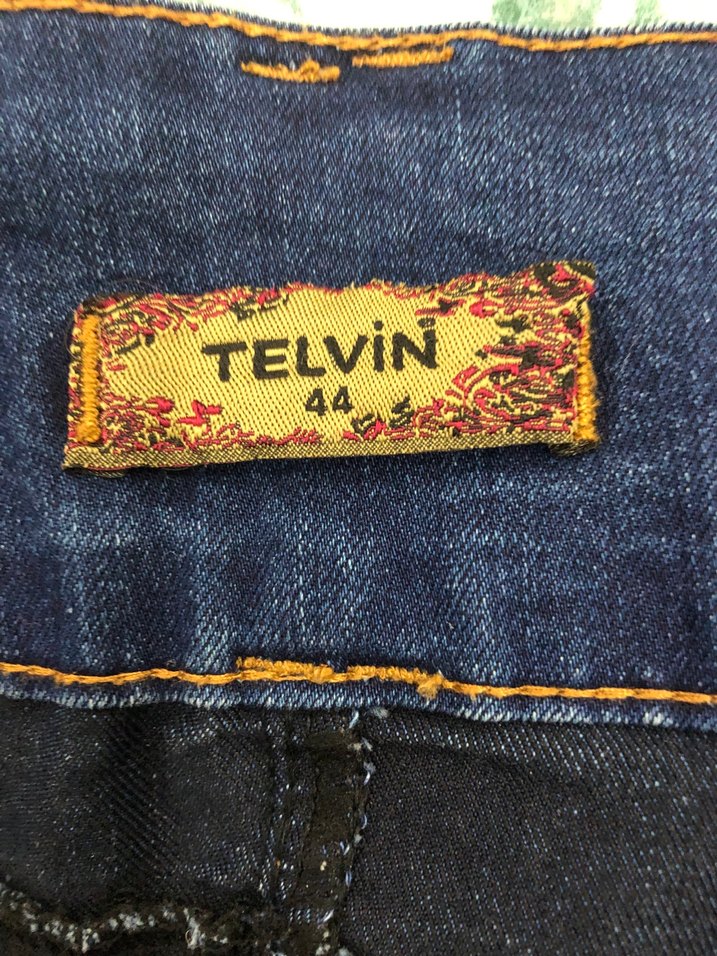 Lacivert Düğmeli Midi Kot Etek - Görsel 5