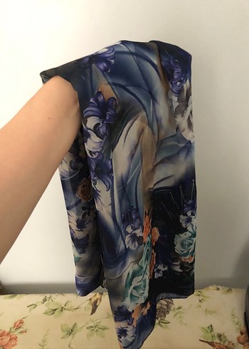 Mavi Tie-Dye Desenli şal ipeksi dokunuş