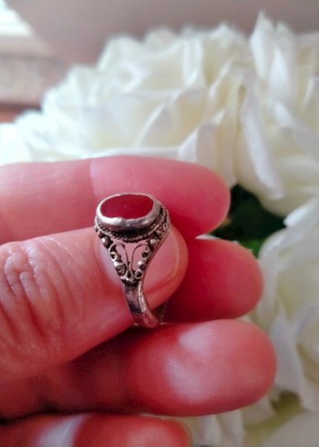 Sterling silver Antika Kehribar Gümüş Yüzük