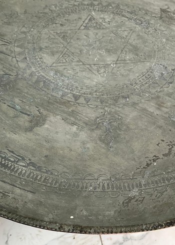 Antika büyük bakır sini - Görsel 6