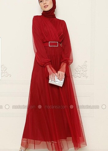 Kırmızı tesettür elbise (abiye) 