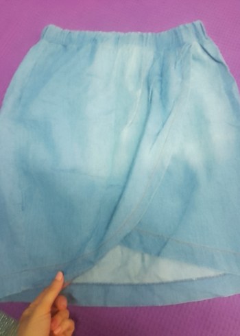 Mango Drapeli Mavi Denim Mini Etek