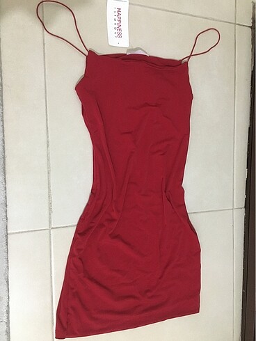 Happıness İstanbul Kırmızı ip askılı jarse mini elbise