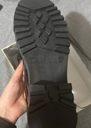37 Beden siyah Renk Yaya by Hotic Siyah Rugan Kadın Loafer