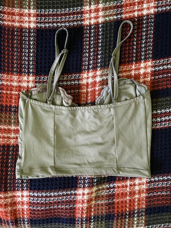 Dantel Detaylı Yeşil Büstiyer - Görsel 2