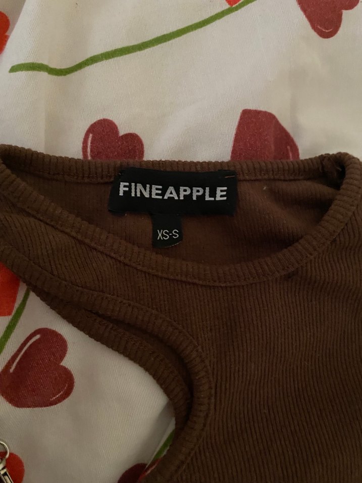 Fineapple Tek Omuzlu Kahverengi Crop Bluz - Görsel 3