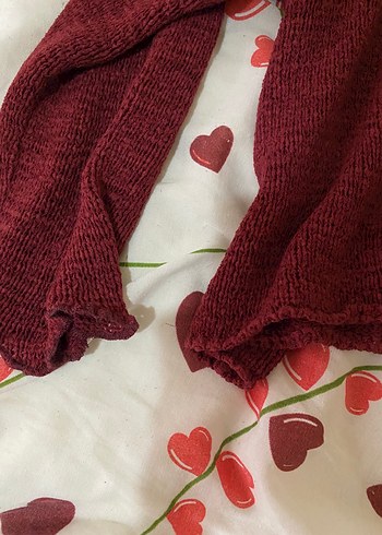 Bordo Uzun Kollu Örgü Bohem Kazak - Görsel 2