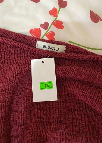 Bordo Uzun Kollu Örgü Bohem Kazak - Görsel 3