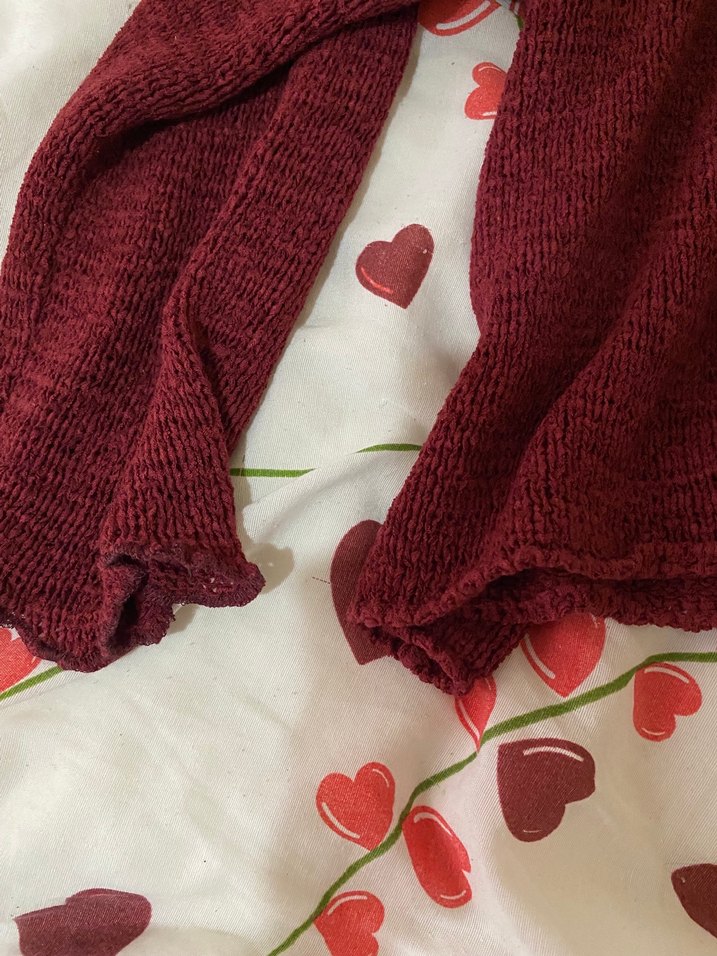 Bordo Uzun Kollu Örgü Bohem Kazak - Görsel 2