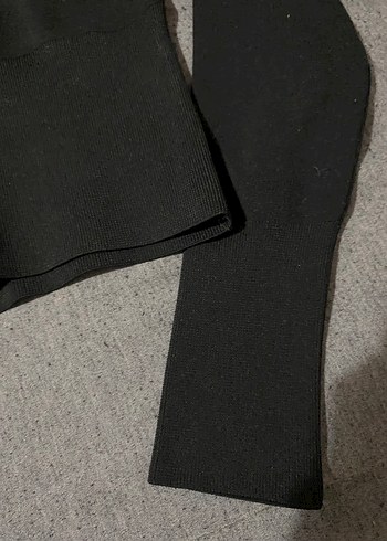 Düğmeli V Yaka Siyah Hırka/Bluz - Görsel 2